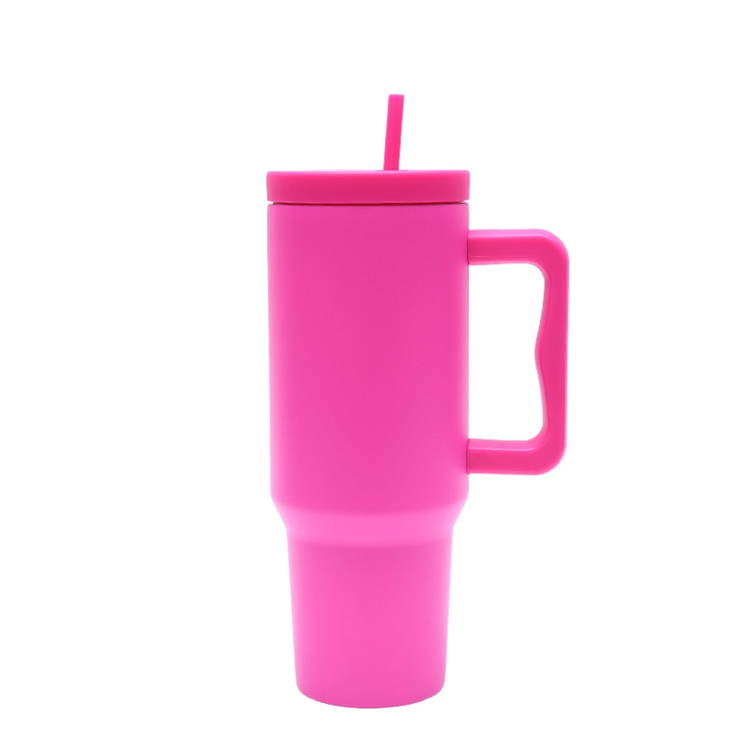 40 oz. Stainless Steel Modern Tumbler with Handle & Straw - Hot Pink-0