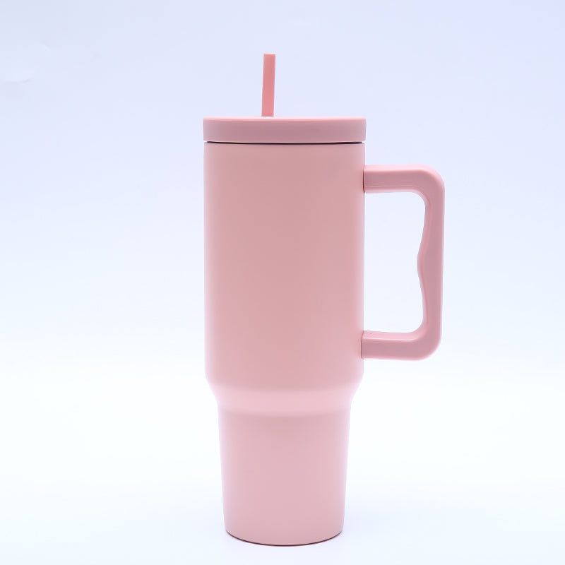 40 oz. Stainless Steel Modern Tumbler with Handle & Straw - Pink-1