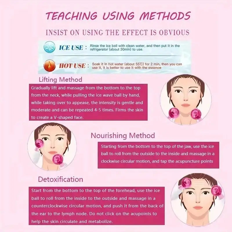 2PCS Ice Globes for Facial Cooling & Massag Pink-4