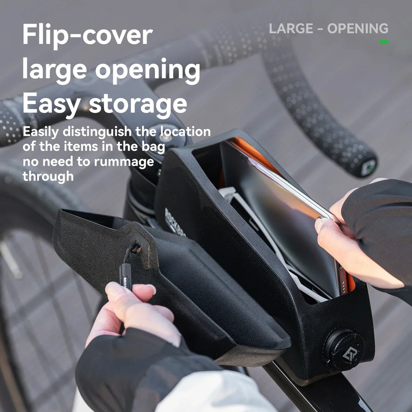 0.9L Magnetic Suction Bicycle Waterproof Nylon Pipe Tube Bag Black-4