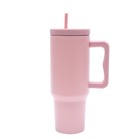 40 oz. Stainless Steel Modern Tumbler with Handle & Straw - Pink-0