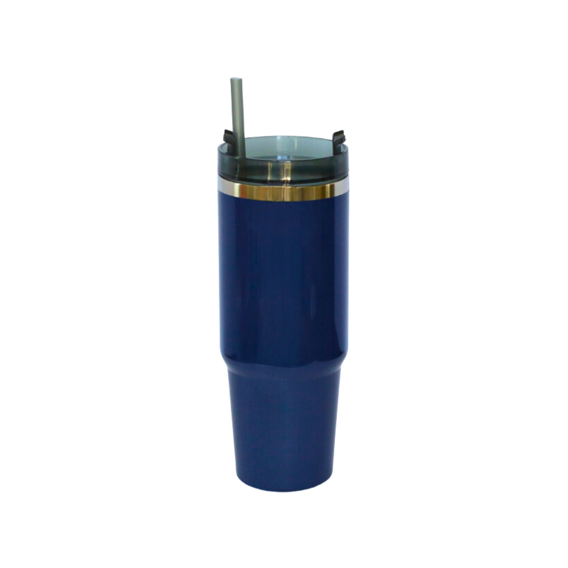 30 Oz Stainless Steel Tumbler with Straw - Navy-1