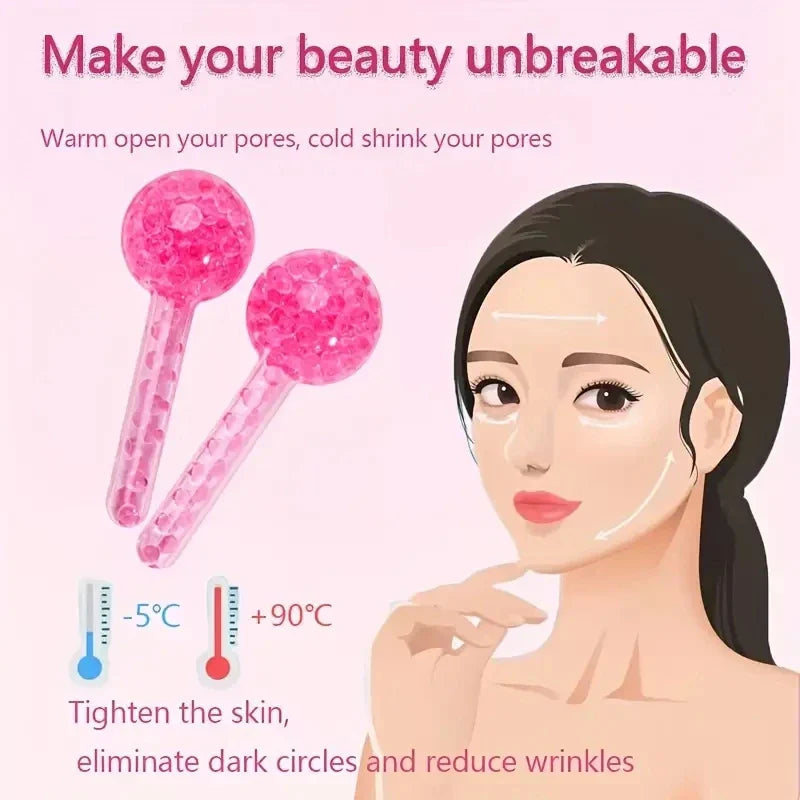 2PCS Ice Globes for Facial Cooling & Massag Pink-2